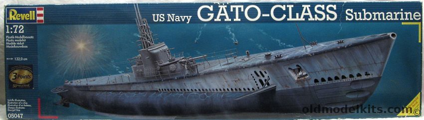 Revell 1/72 Gato Class Submarine / USS Cobia / USS Barb / USS Flasher / USS Jack / USS Rock - 52 Inches Long, 05047 plastic model kit